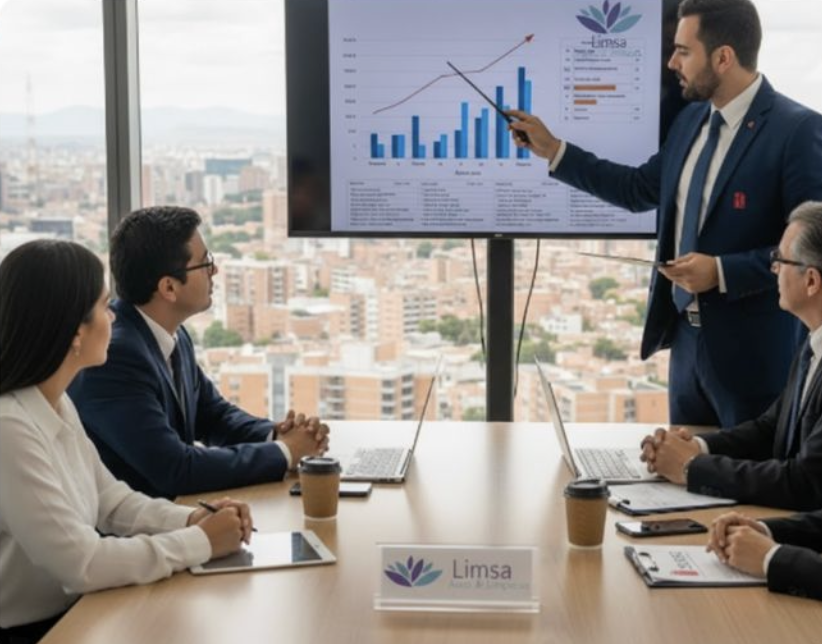 Equipo de administración en reunión corporativa